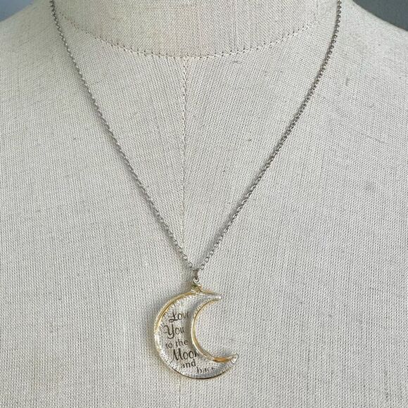 "Love You to the Moon and back” moon pendant necklace - Picture 2 of 6